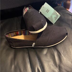 Toms Black Canvas Slip-On Loafers